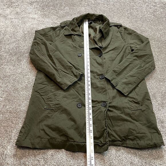 Forever 21 Overcoat Jacket Womens Large Army Green Double Breasted Pockets Belt - Picture 5 of 12